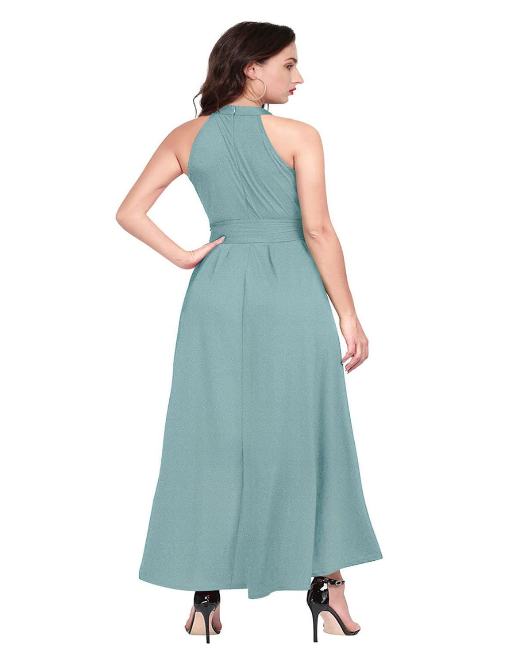 SARA - SI Women’s Solid Halter Neck High - Low Maxi Dress with Waist Tie Belt - Sara - SI Couture LLPSARA - SI Women’s Solid Halter Neck High - Low Maxi Dress with Waist Tie BeltSara - SI Couture LLPSara - SI Couture LLP