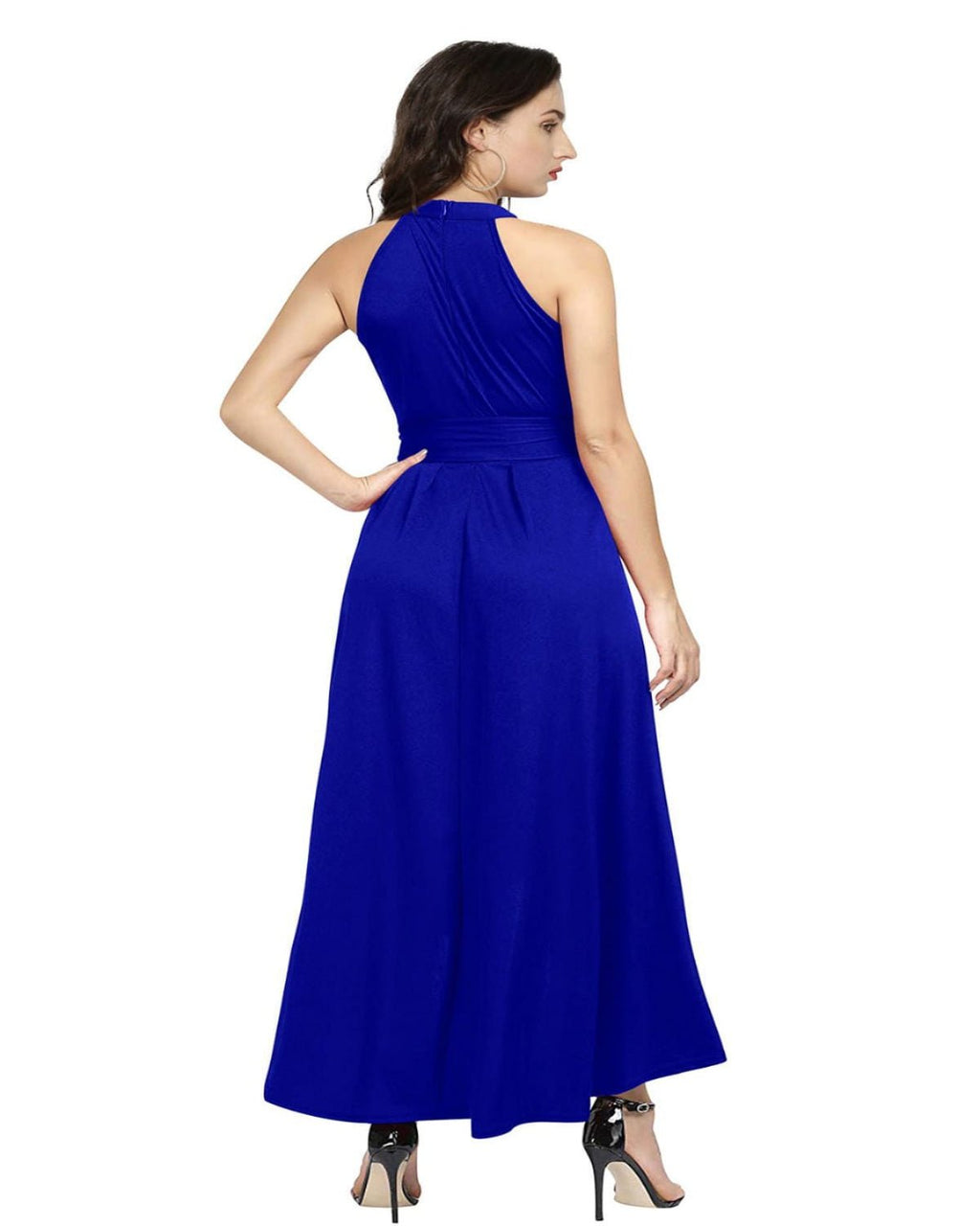 SARA - SI Women’s Solid Royal Blue Halter Neck High - Low Maxi Dress with Waist Tie Belt - Sara - SI Couture LLPSARA - SI Women’s Solid Royal Blue Halter Neck High - Low Maxi Dress with Waist Tie BeltSara - SI Couture LLPSara - SI Couture LLP