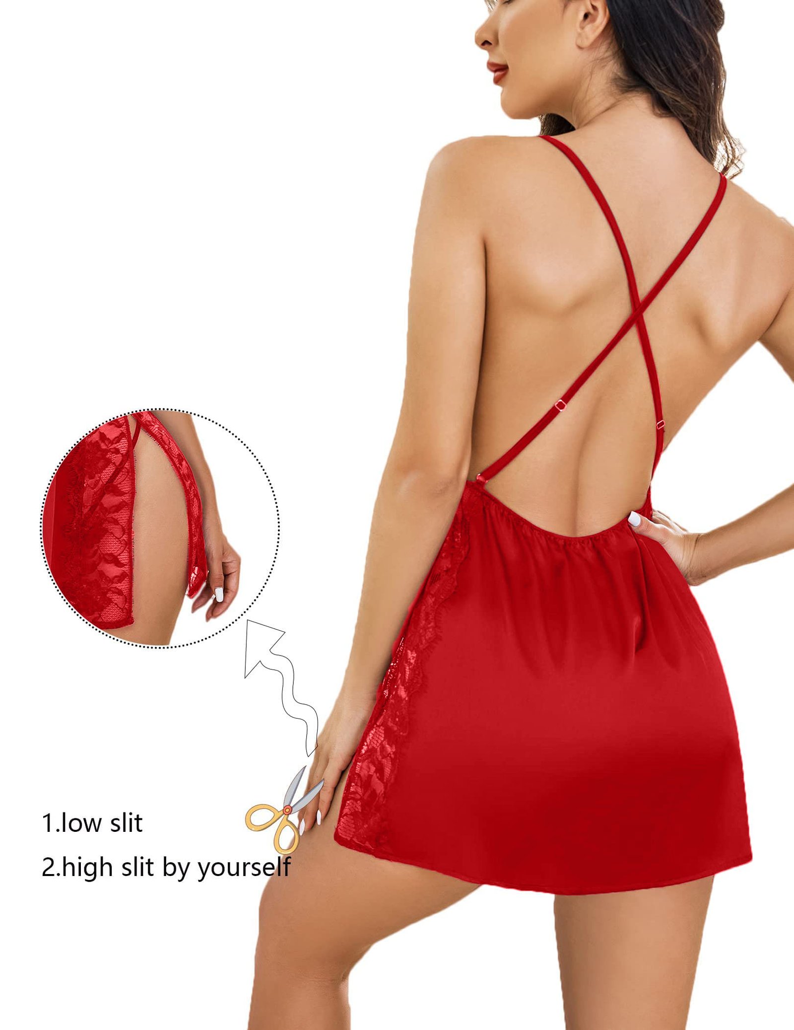 Red Floral Lace Babydoll Lingerie for Women - Image 8